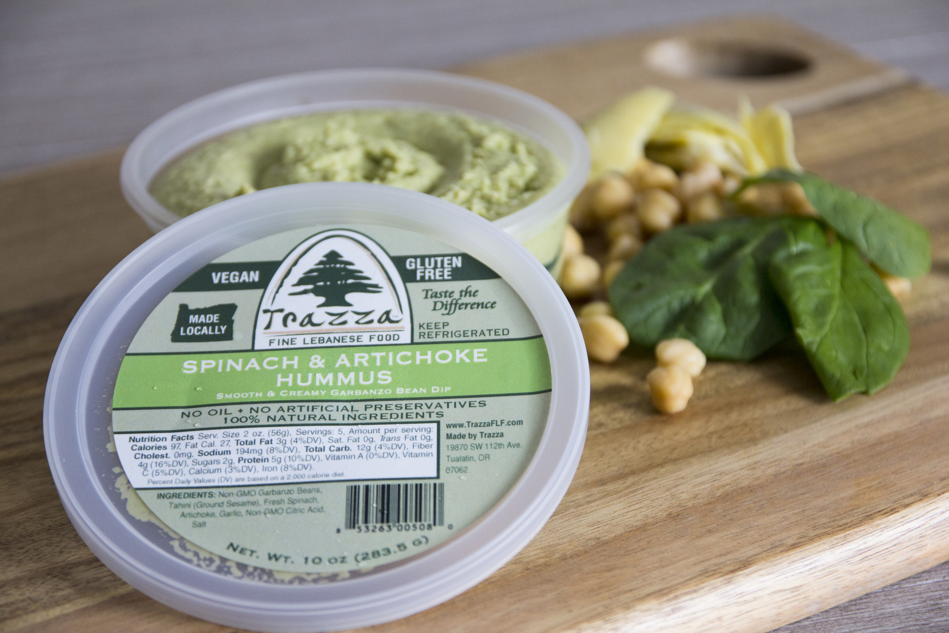 Spinach & Artichoke Hummus Trazza Foods
