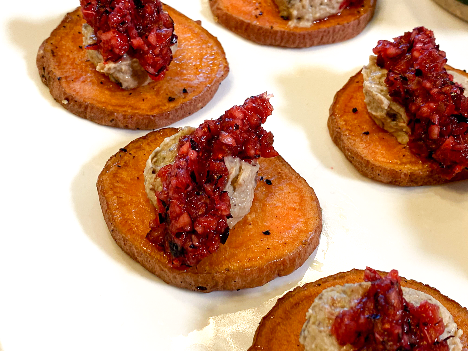 Cranberry Sweet Potato Crostini - The Recipe! Trazza Foods 