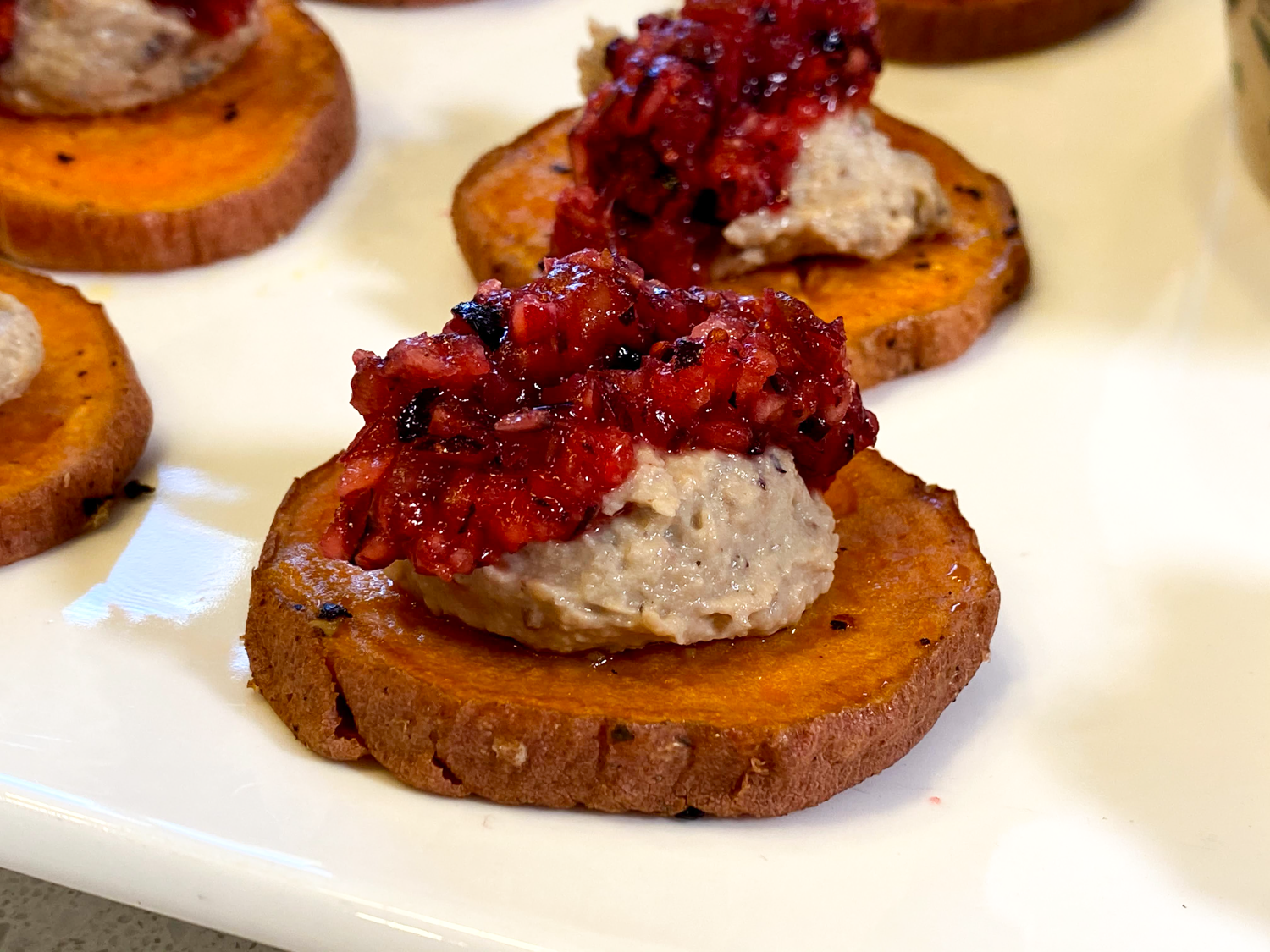 Cranberry Sweet Potato Crostini - The Recipe! Trazza Foods 