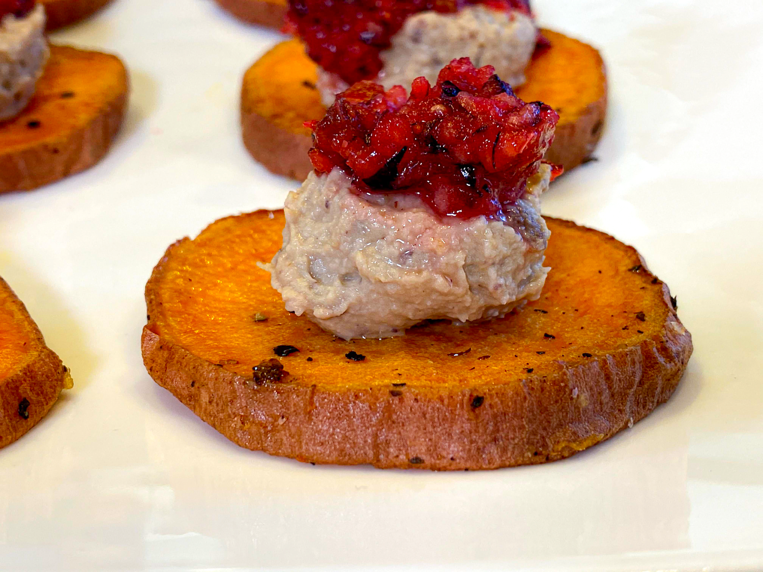 Cranberry Sweet Potato Crostini - The Recipe! Trazza Foods 