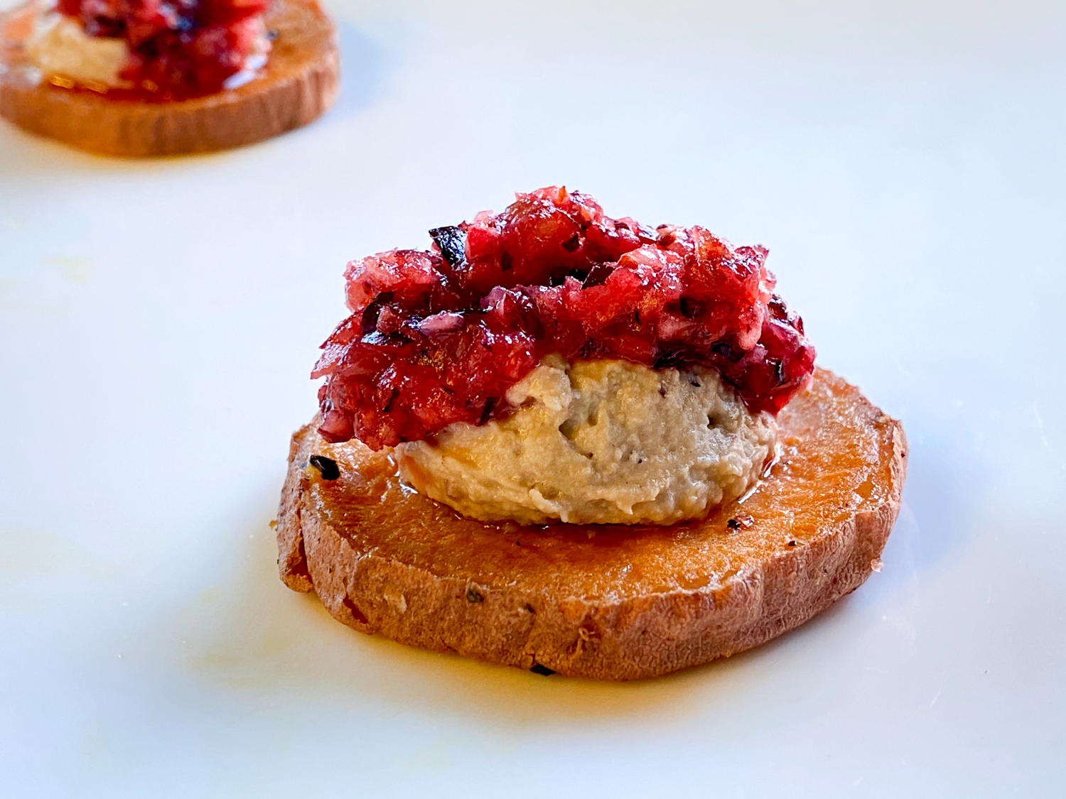 Cranberry Sweet Potato Crostini - The Recipe! Trazza Foods 